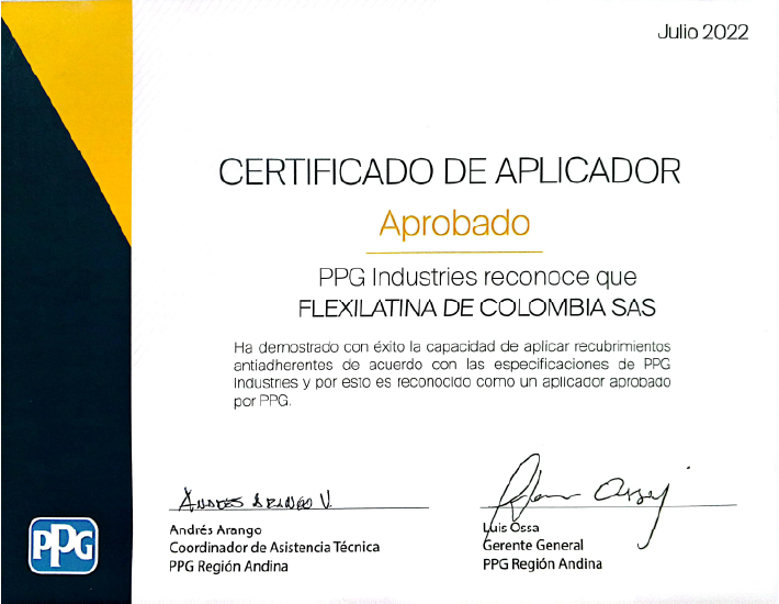 Certificado de aplicador Xylan-100